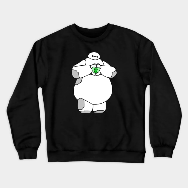 Health Care Robot Holding Awareness Ribbon (Green) Crewneck Sweatshirt by CaitlynConnor